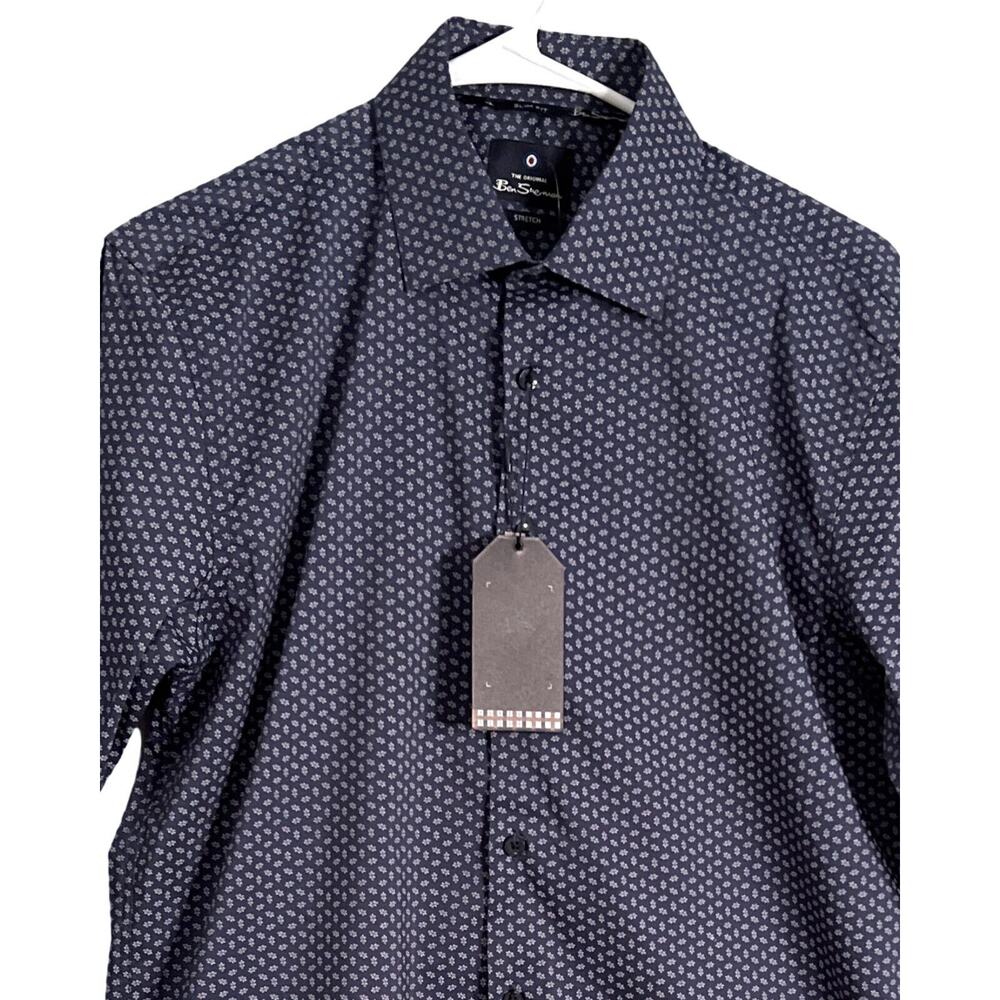 Ben Sherman Dress Shirt Men Size M Long Sleeve Blue Floral Button Up Classic NWT - Picture 4 of 10
